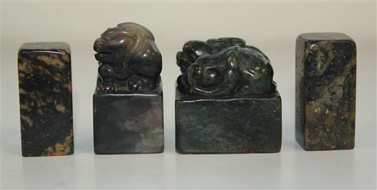 Four Chinese Shoushan stone seals,